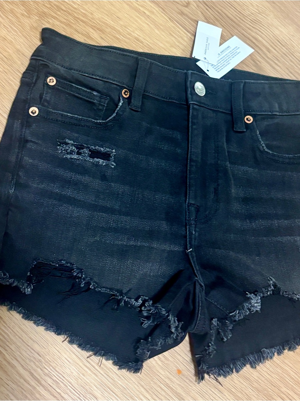 American Eagle Outfitters Black Distressed Denim Cutoff Shorts
